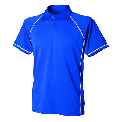 Heren performance piped poloshirt (koningsblauw/wit)