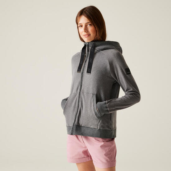 Damski polar z kapturem Tralia z pełnym zamkiem błyskawicznym