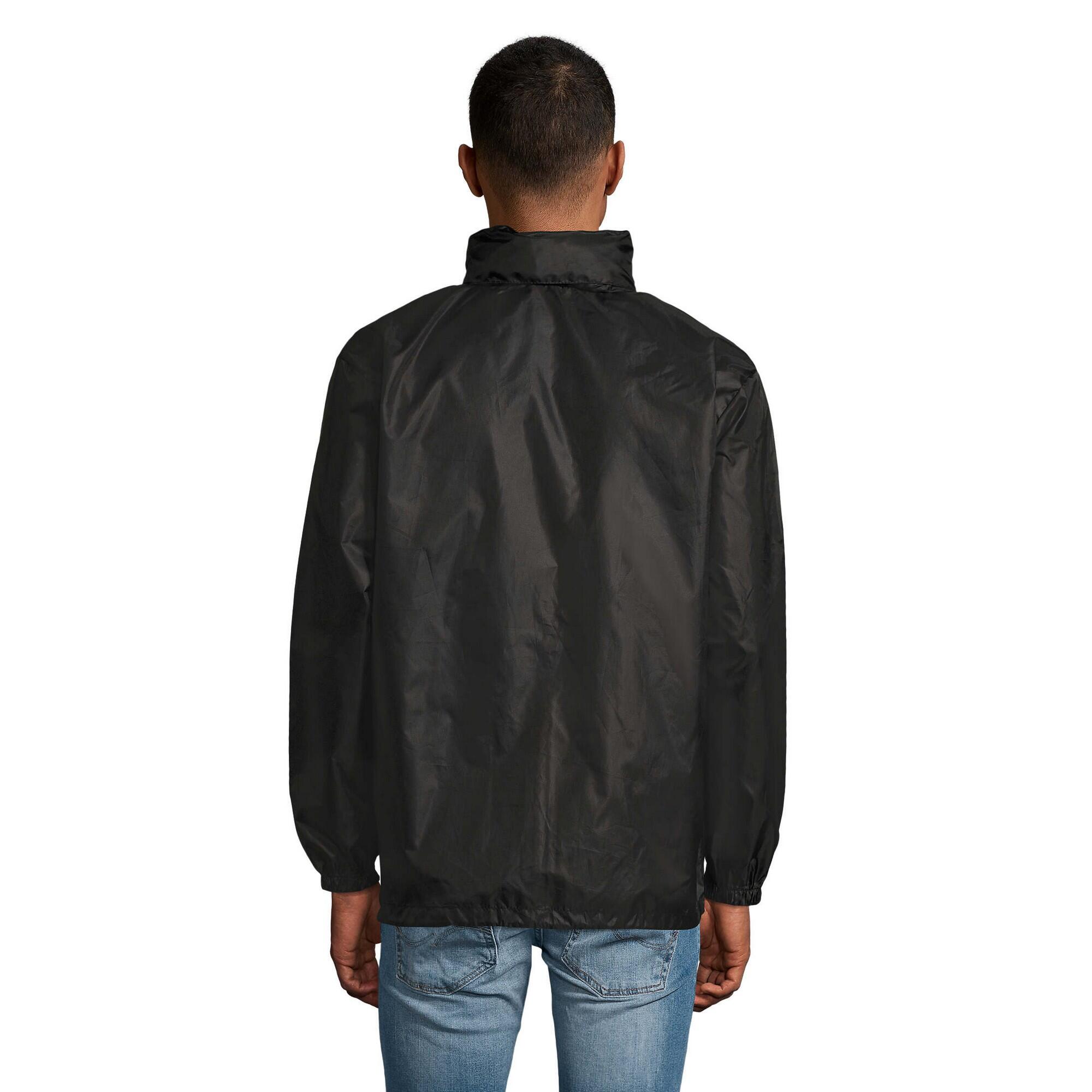 Unisex windjack met shift voor volwassenen (Zwart) 2/3