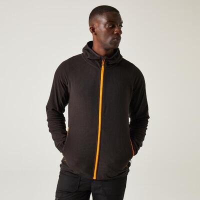 Fleece hiking heren contrast oranje rits