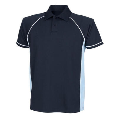 Heren performance piped poloshirt (marine/sky/white)
