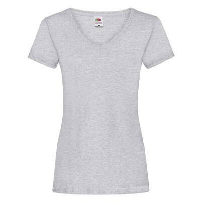 Dames valueweight v hals tshirt (heide grijs)
