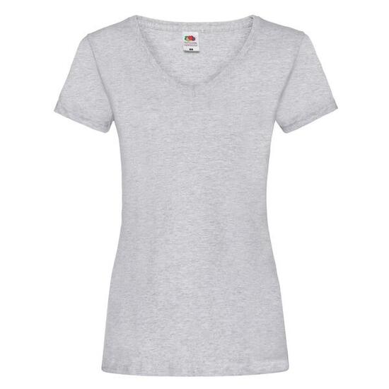 Dames Valueweight V Hals Tshirt (Heide Grijs)