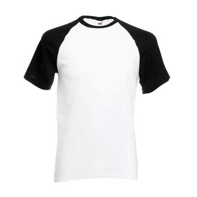 Heren tshirt honkbal met korte mouwen (witte/diepe marine)