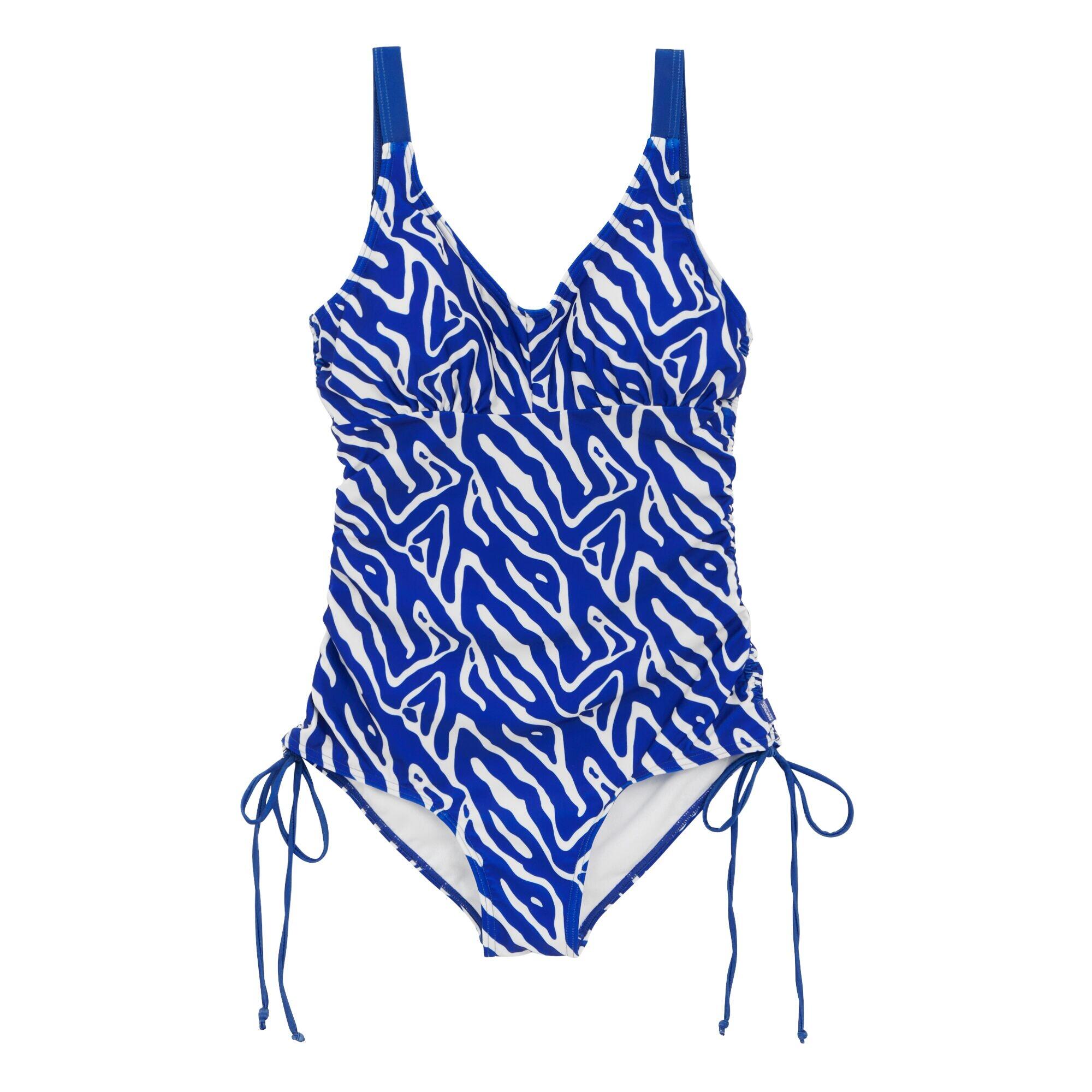 Fato de banho alinae abstrato de uma peça para senhora/senhora azul mais