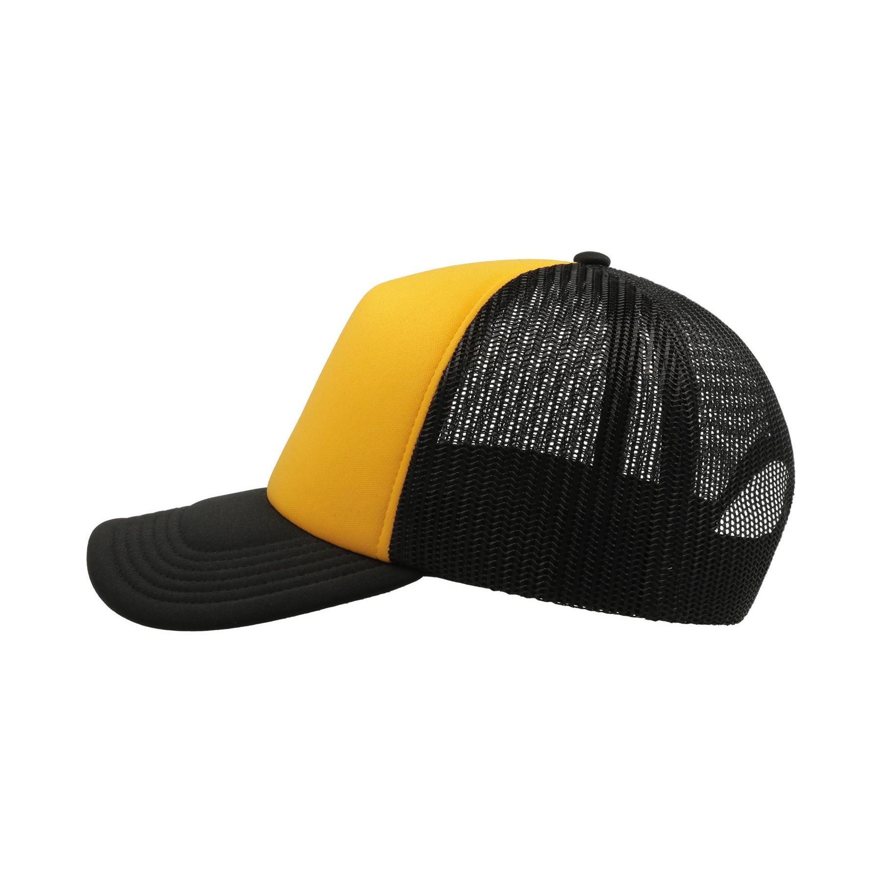 Cappellino Tipo Trucker Con Visiera Adulti/Unisex Atlantis Rapper Giallo/Nero 3/4