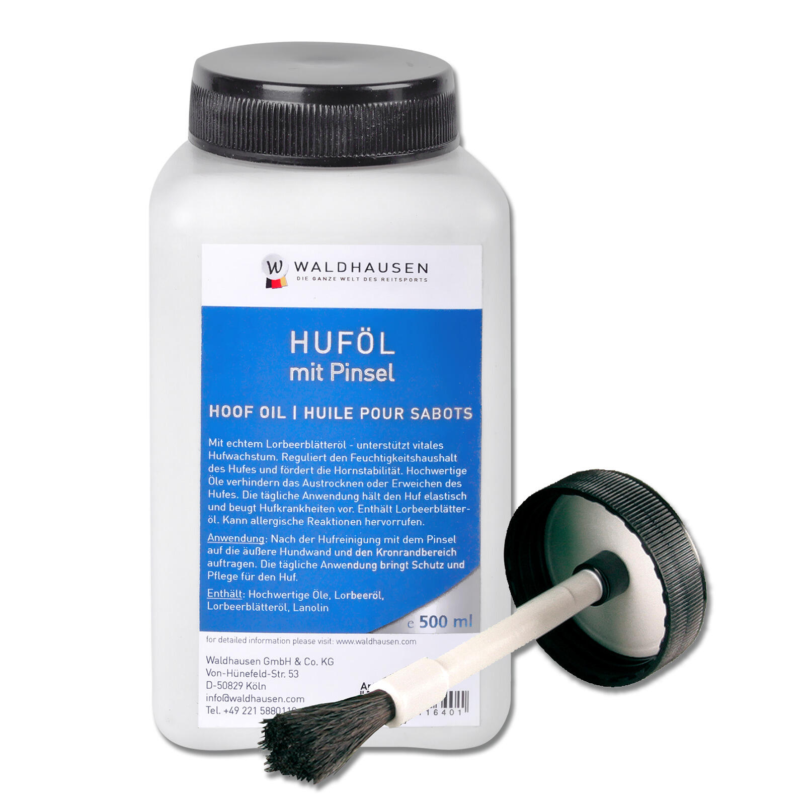 WALDHAUSEN Olio per zoccoli di cavallo con pennello Waldhausen