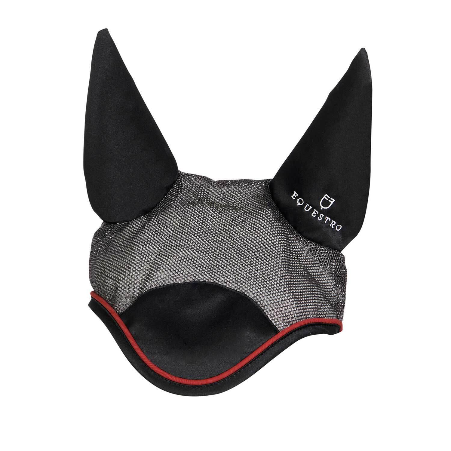 Equestro - Bonnet Anti-mouches Pour Cheval À Garniture Rouge Equestro - Bonnet Cheval - Gris|rouge - No Size - Decathlon