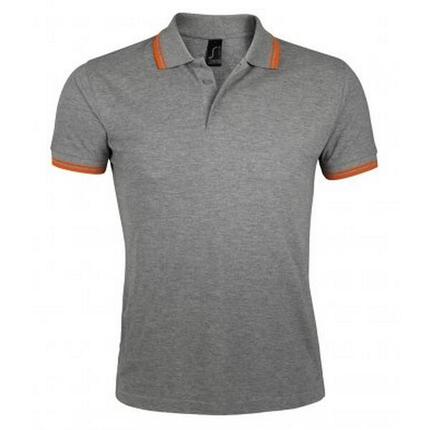 Heren Pasadena getipt korte mouw Pique Polo Shirt (Grijze mergel/oranje)