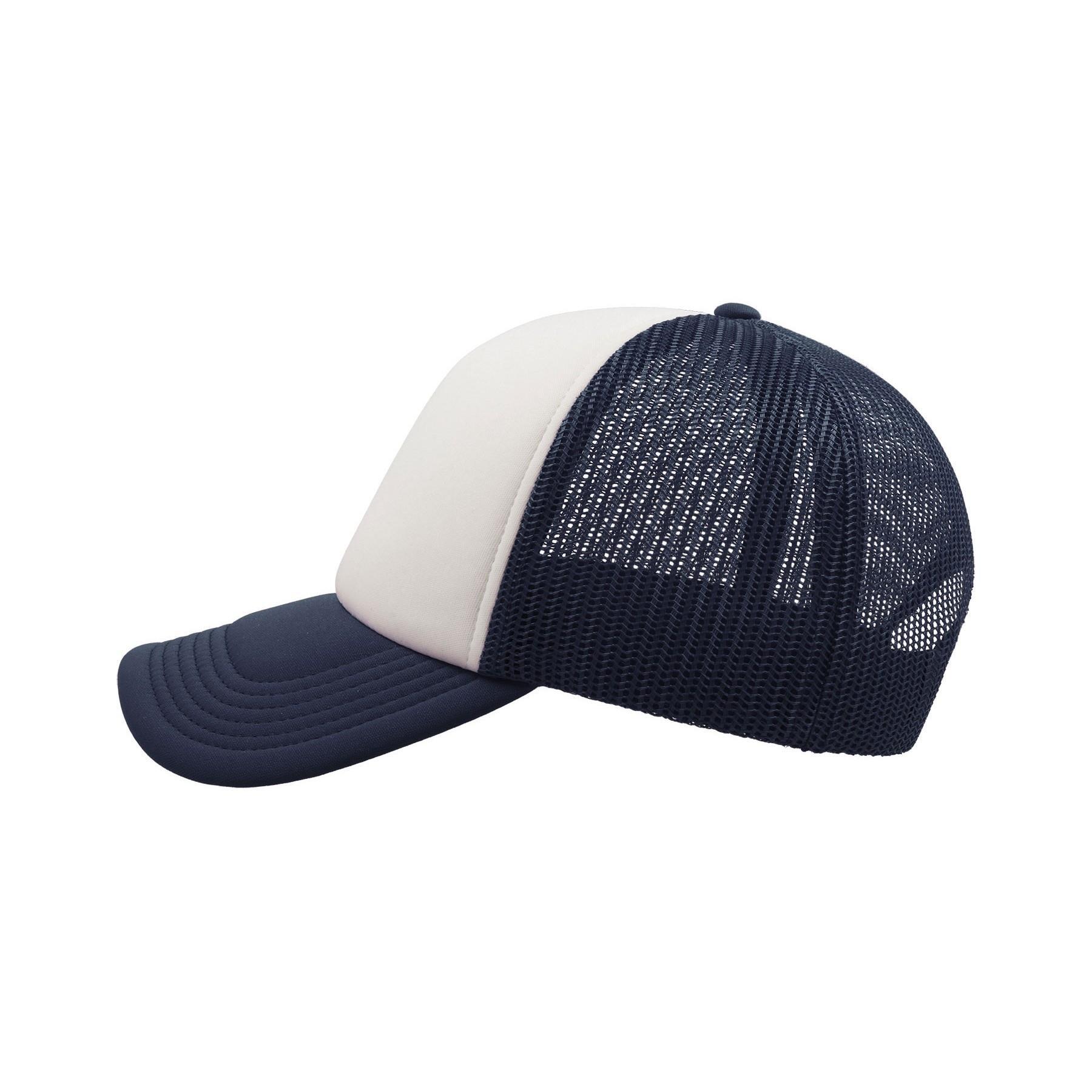 Gorra de 5 paneles estilo Trucker modelo Rapper Azul marino/ Blanco 3/4