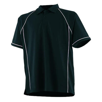 Heren performance piped poloshirt (zwart/wit)