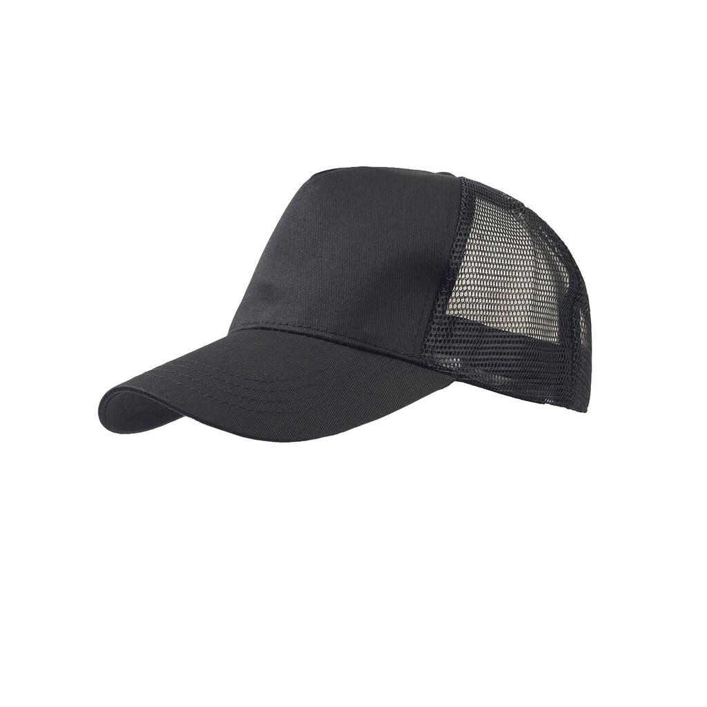Rapper Cotton 5 Panel Trucker Cap (Black/Black)