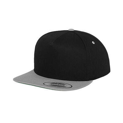 Klassieke 5 paneel snapback cap (zwart/zilver)