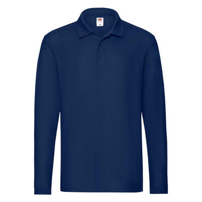 Heren premium poloshirt met lange mouwen (wit)