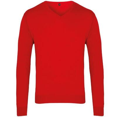 Heren vhals gebreide trui (rood)