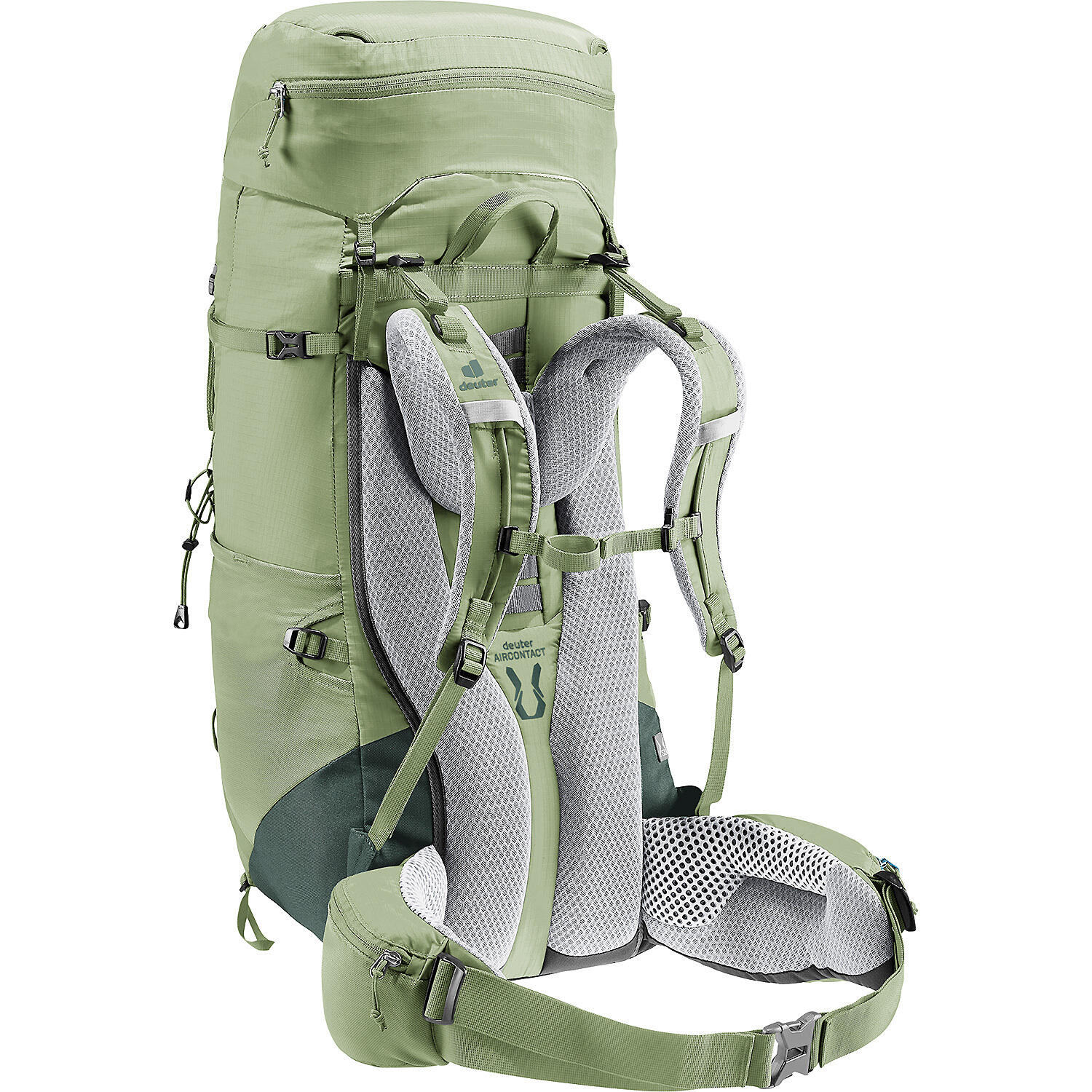 Sac à dos randonnée femme Deuter Aircontact Lite 45+10 SL vert, dos ventilé 2/7