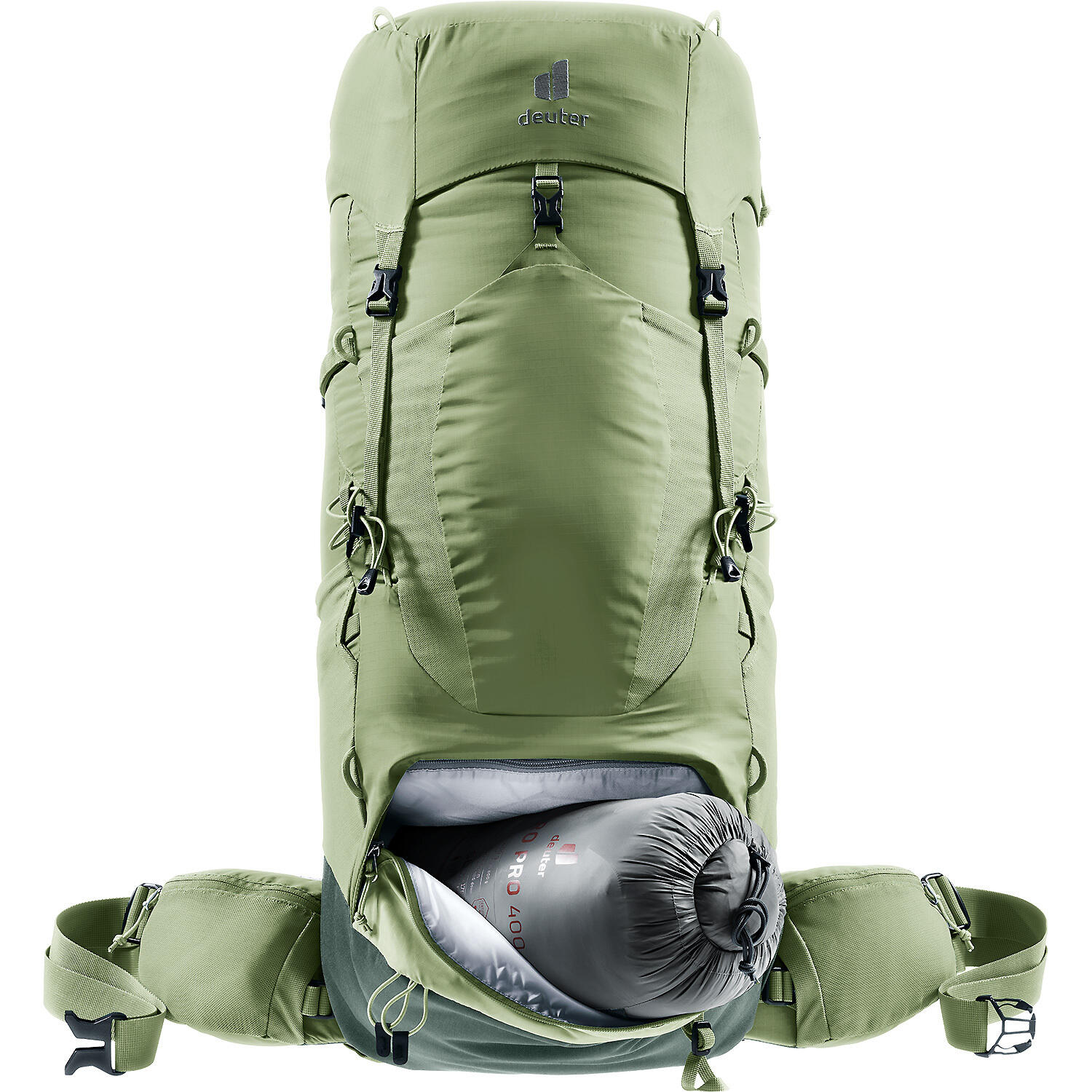 Sac à dos randonnée femme Deuter Aircontact Lite 45+10 SL vert, dos ventilé 4/7