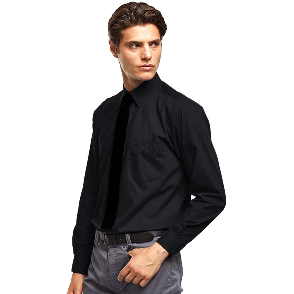 Mens Poplin LongSleeved Formal Shirt (Black) 2/3