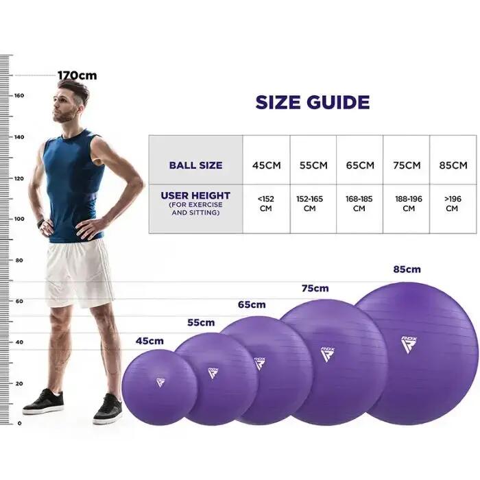 RDX B1 Minge de yoga anti-alunecare 55 cm mov cu pompă portabilă 5/5