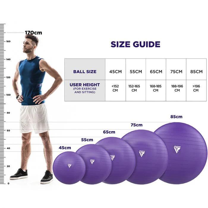 RDX B1 Minge de yoga anti-alunecare 55 cm mov cu pompă portabilă