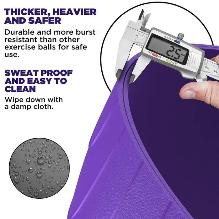 RDX B1 Minge de yoga anti-alunecare 55 cm mov cu pompă portabilă