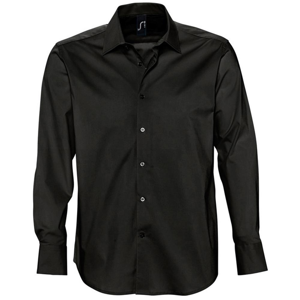 Brighton Camicia Maniche Lunghe Da Lavoro Uomo SOLS Nero 4/5