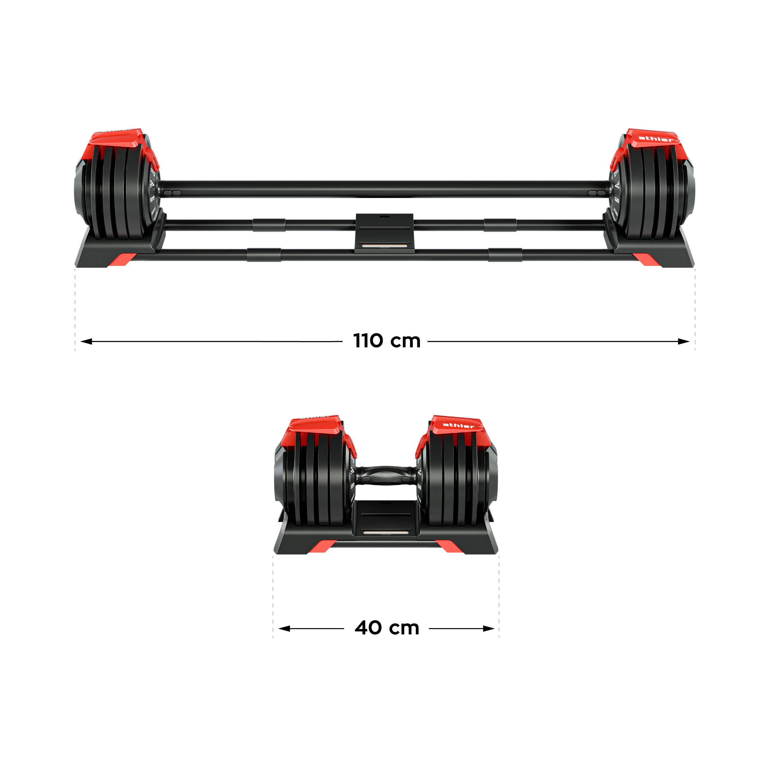 Verstellbare Hanteln 2in1 Lion 65 mit Langhantel-Adapter 24 kg 3/7