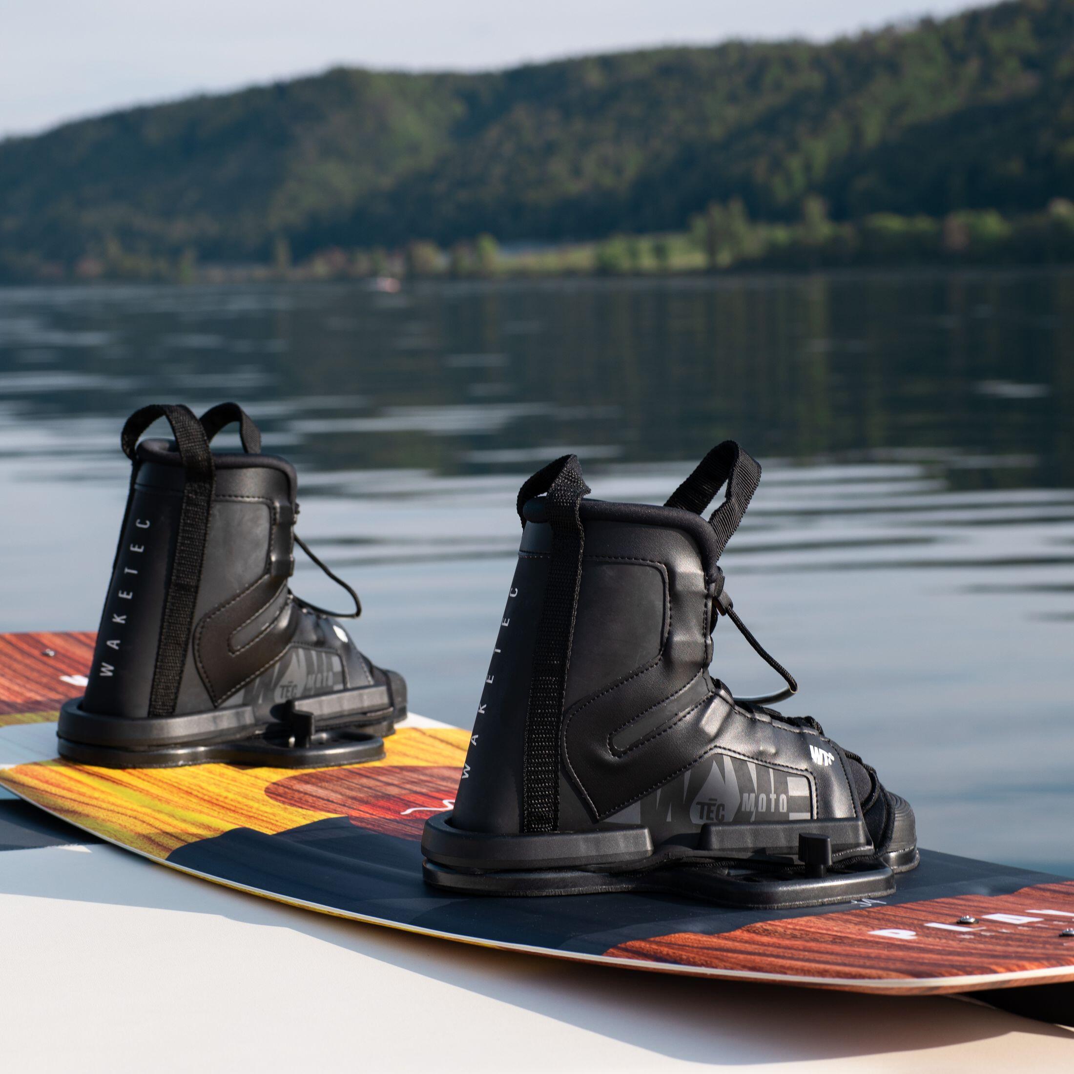 Wakeboard Bindung Moto Open-Toe Schnürung Kinder/Erwachsene schwarz 4/7
