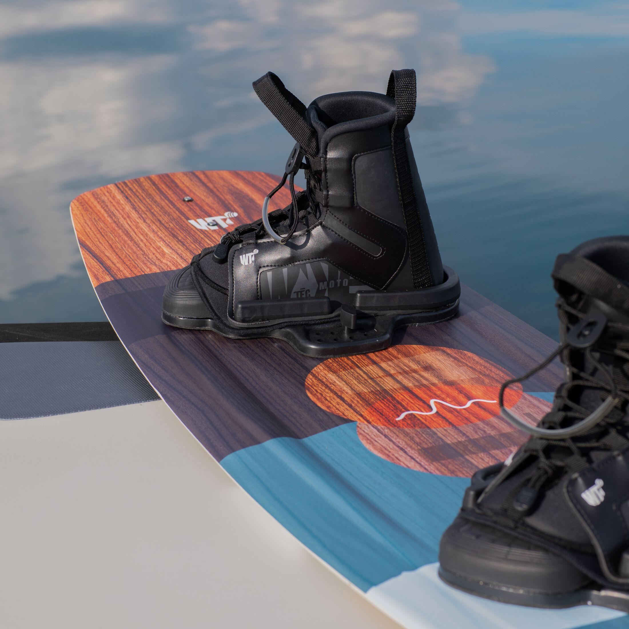Wakeboard Bindung Moto Open-Toe Schnürung Kinder/Erwachsene schwarz 3/7