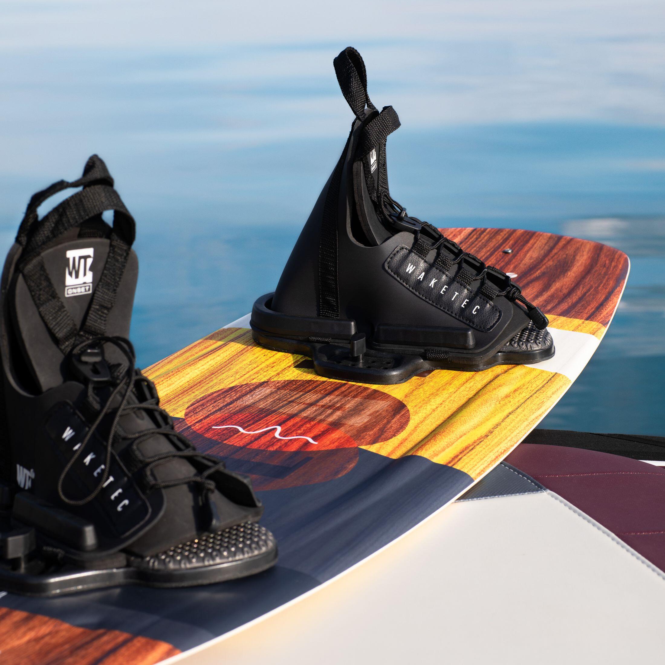 Wakeboard Bindung OnSet Open-Toe Schnürung Anfänger schwarz 3/7