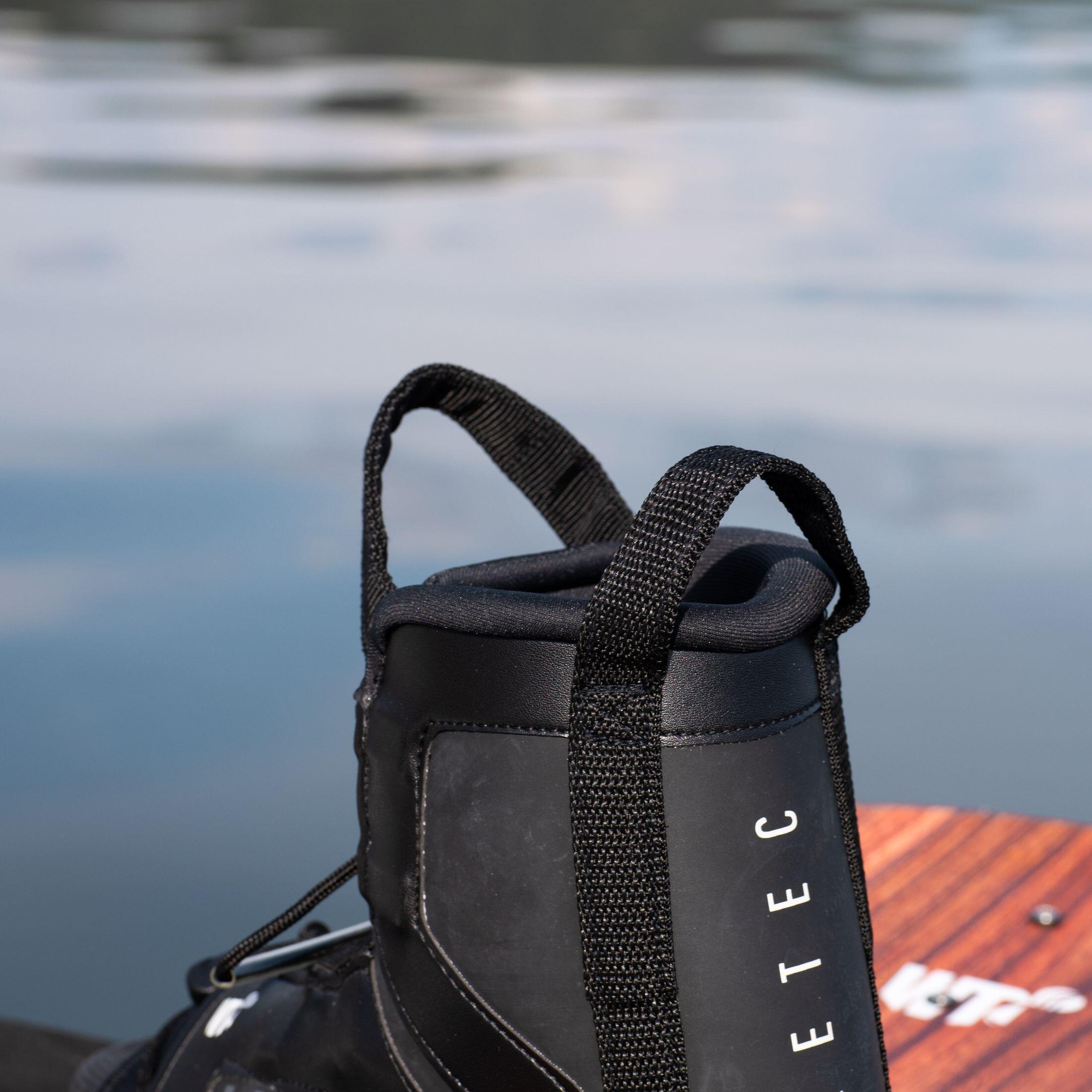 Wakeboard Bindung Moto Open-Toe Schnürung Kinder/Erwachsene schwarz 6/7