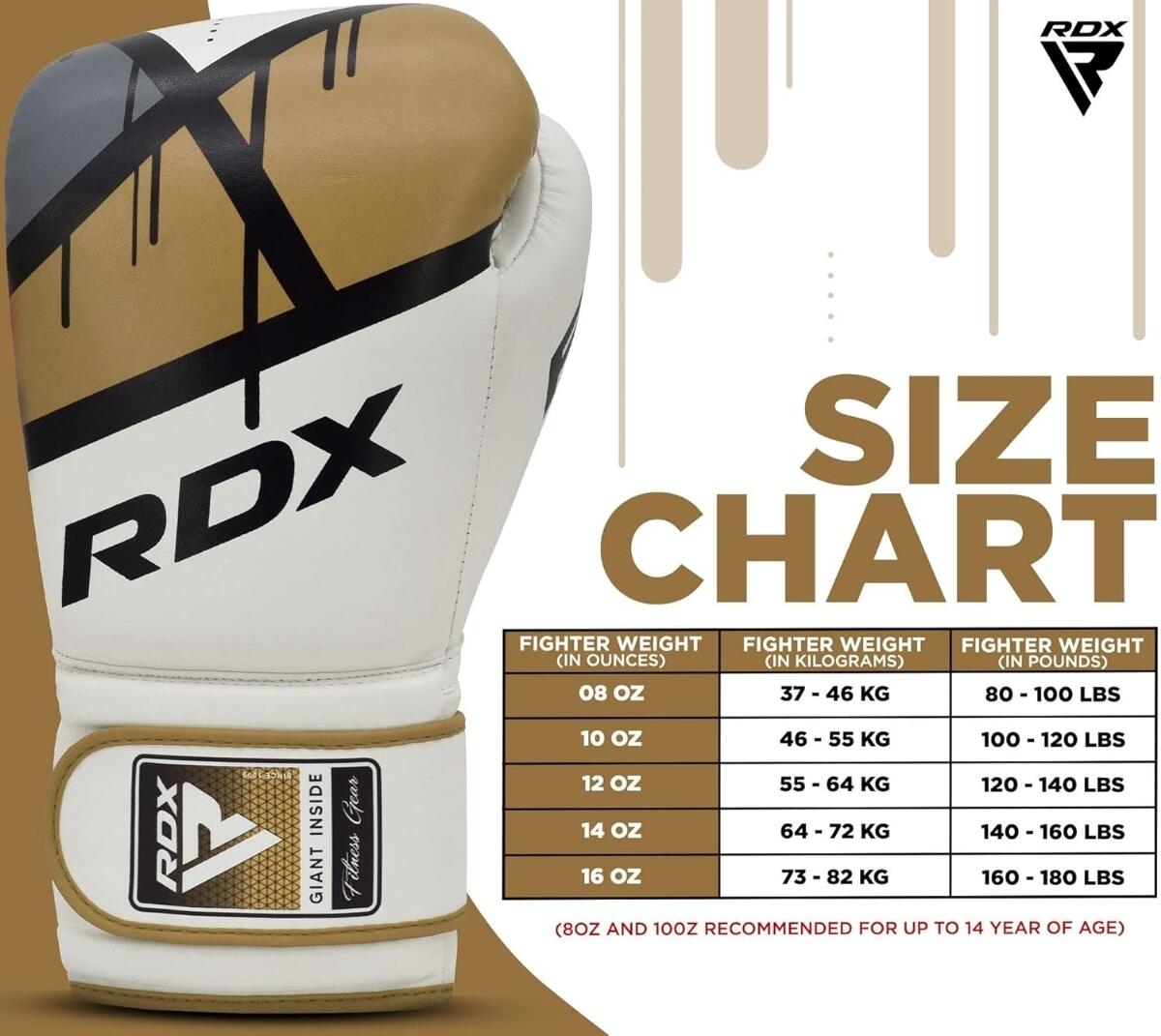 Guantoni Boxe RDX F7 Ego – Bianco/Oro – 8oz 6/7