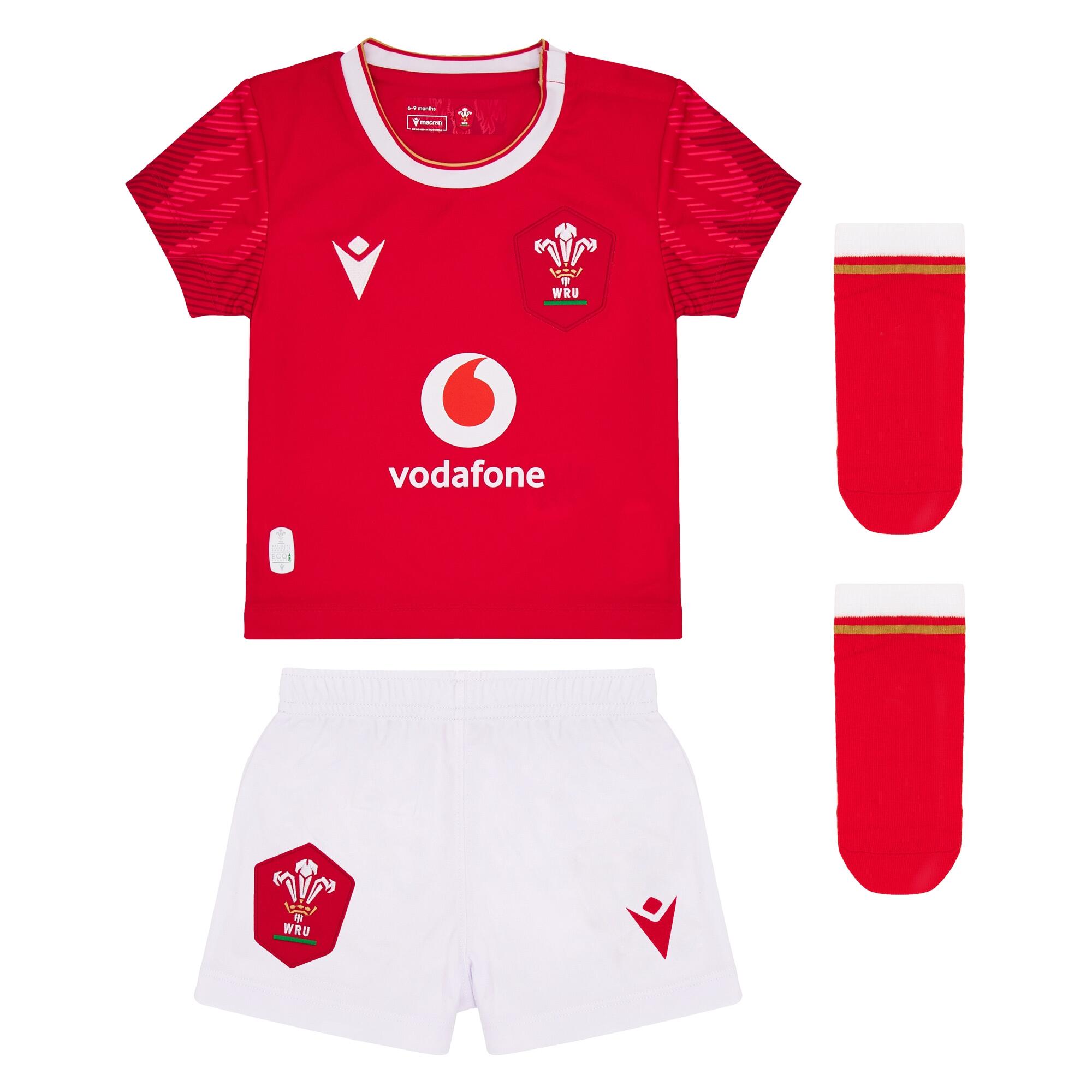 MACRON Wales WRU 2024/25 Infants Six Nations Home Rugby Kit