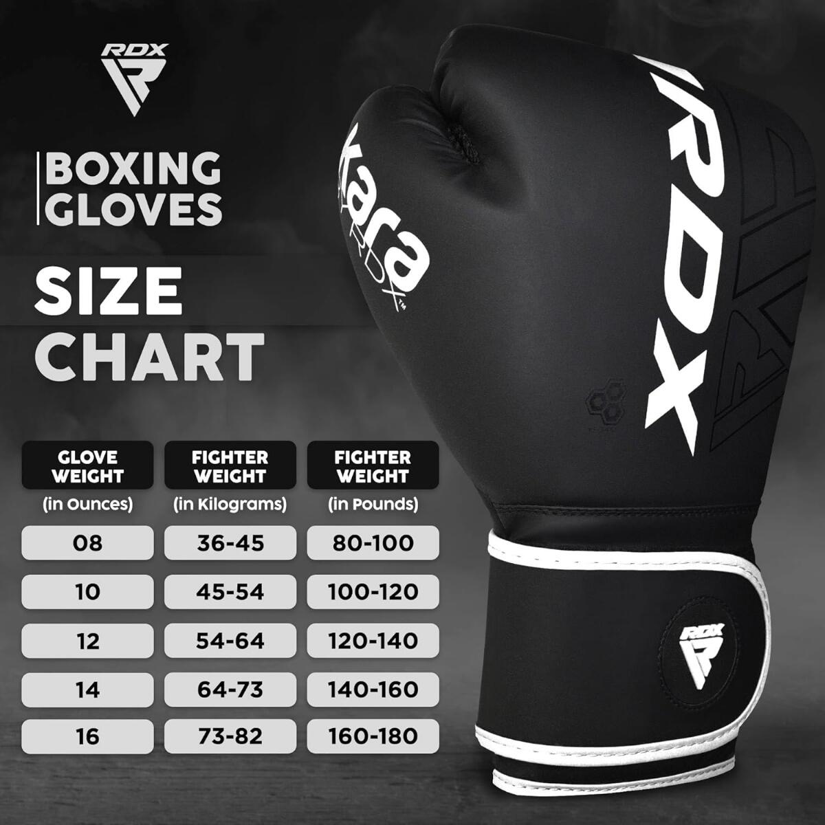 Gants de boxe RDX F6 Kara – Noir/Blanc – 10oz 7/7