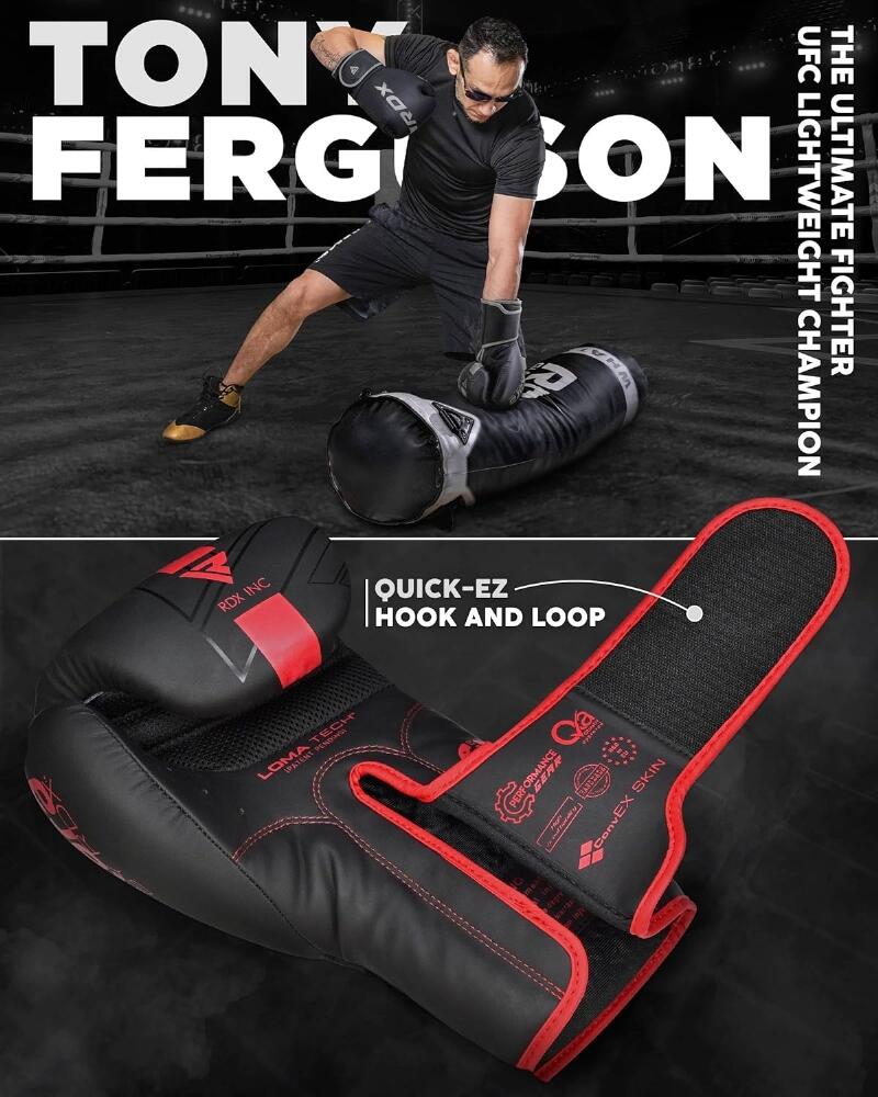 Gants de boxe RDX F6 Kara – Noir/Rouge – 10oz 4/7