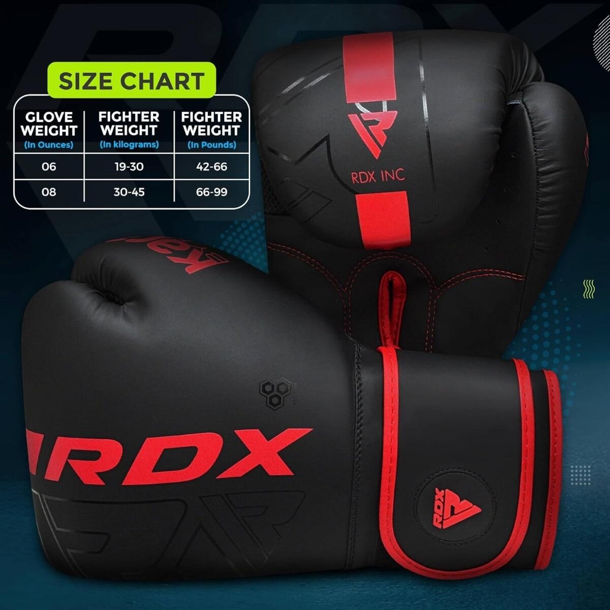 Boxhandschuhe RDX F6 Kids – Schwarz/Rot – 8oz 6/7
