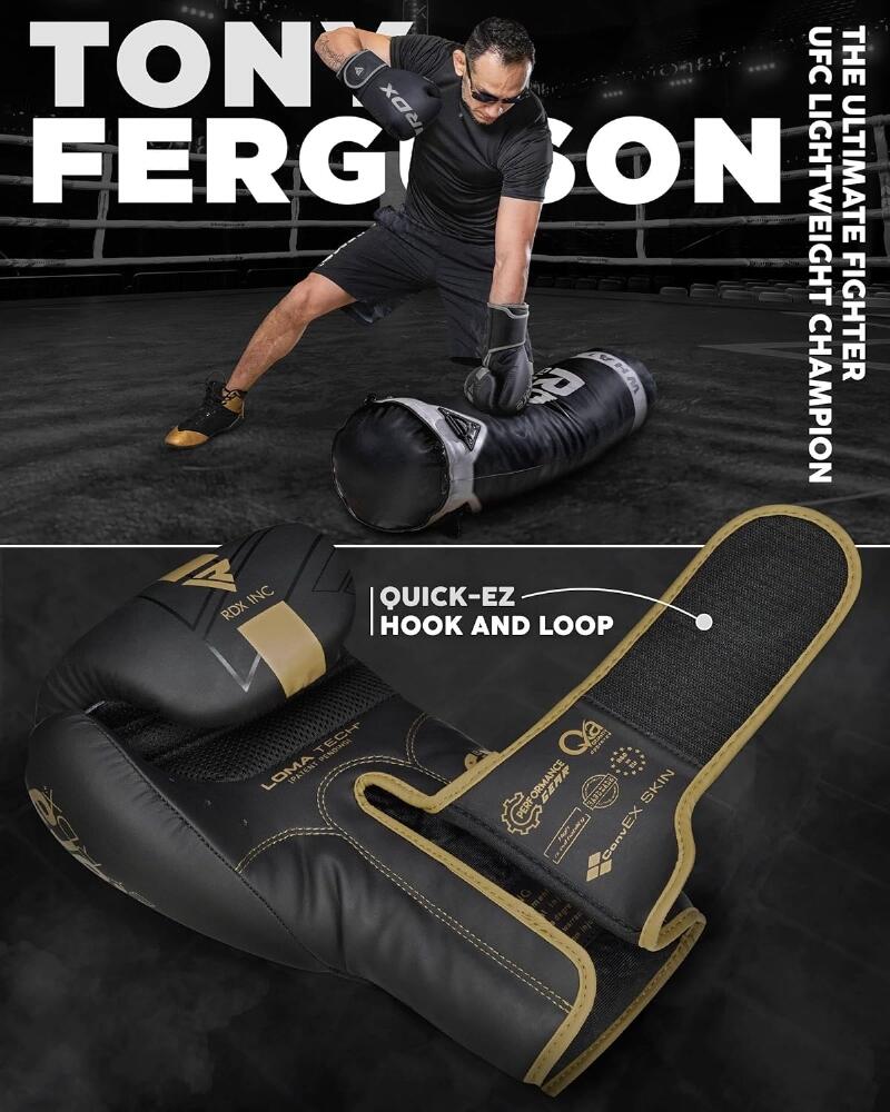Guantoni Boxe RDX F6 Kara – Nero/Oro – 10oz 5/7