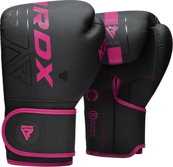 Gants de boxe RDX F6 Kara – Noir/Rose – 12oz
