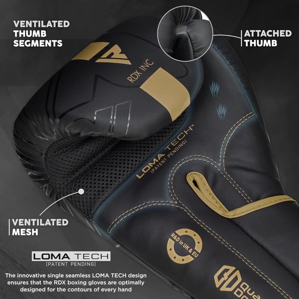 Guantoni Boxe RDX F6 Kara – Nero/Oro – 10oz 6/7