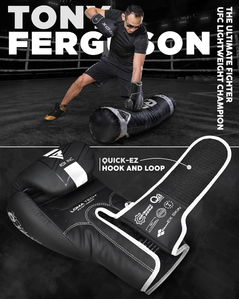 Gants de boxe RDX F6 Kara – Noir/Blanc – 10oz 4/7