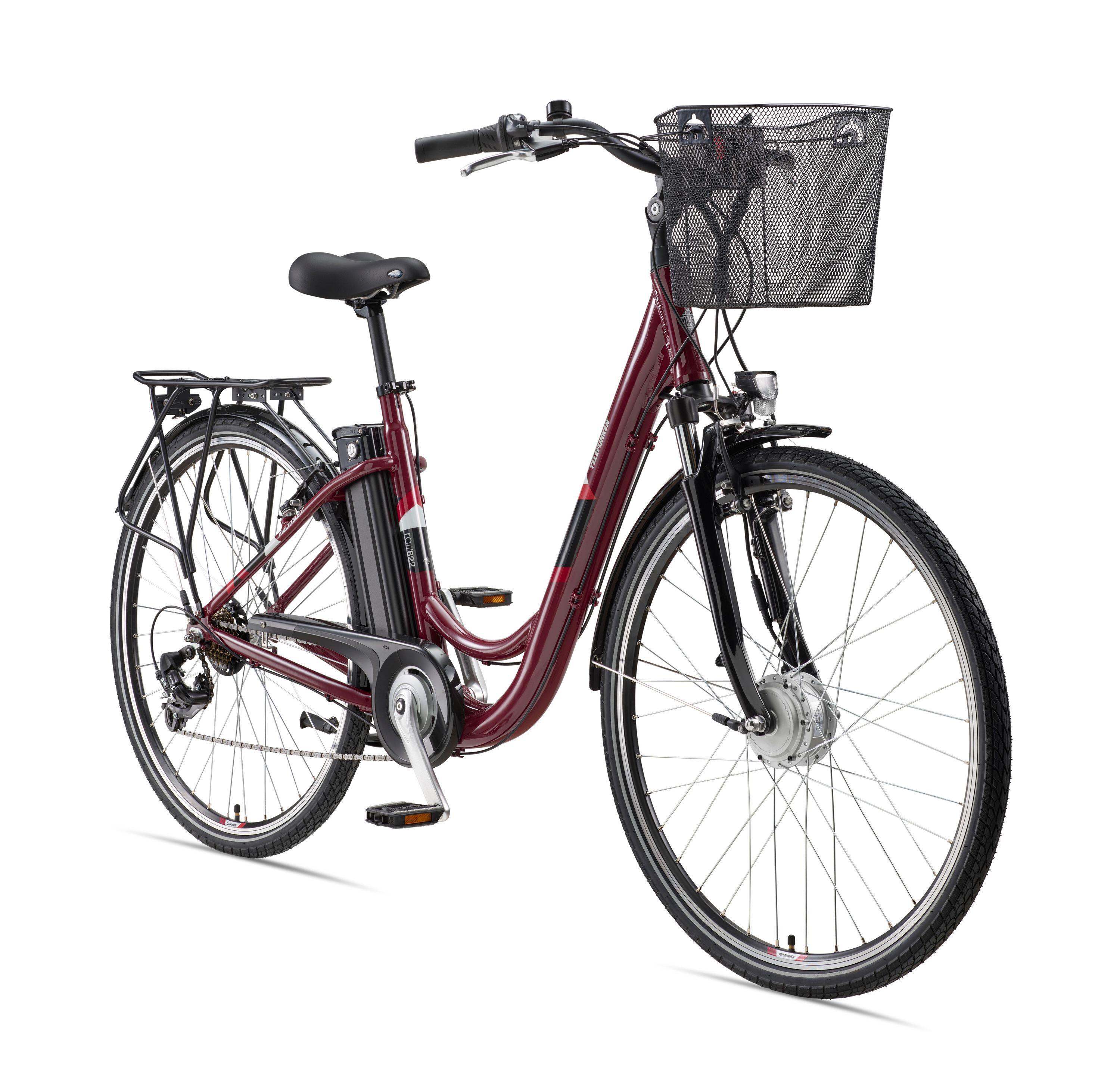 TELEFUNKEN E-Bike RC822 28 Zoll 7-Gang Pedelec City Elektrofahrrad Herren Damen rot