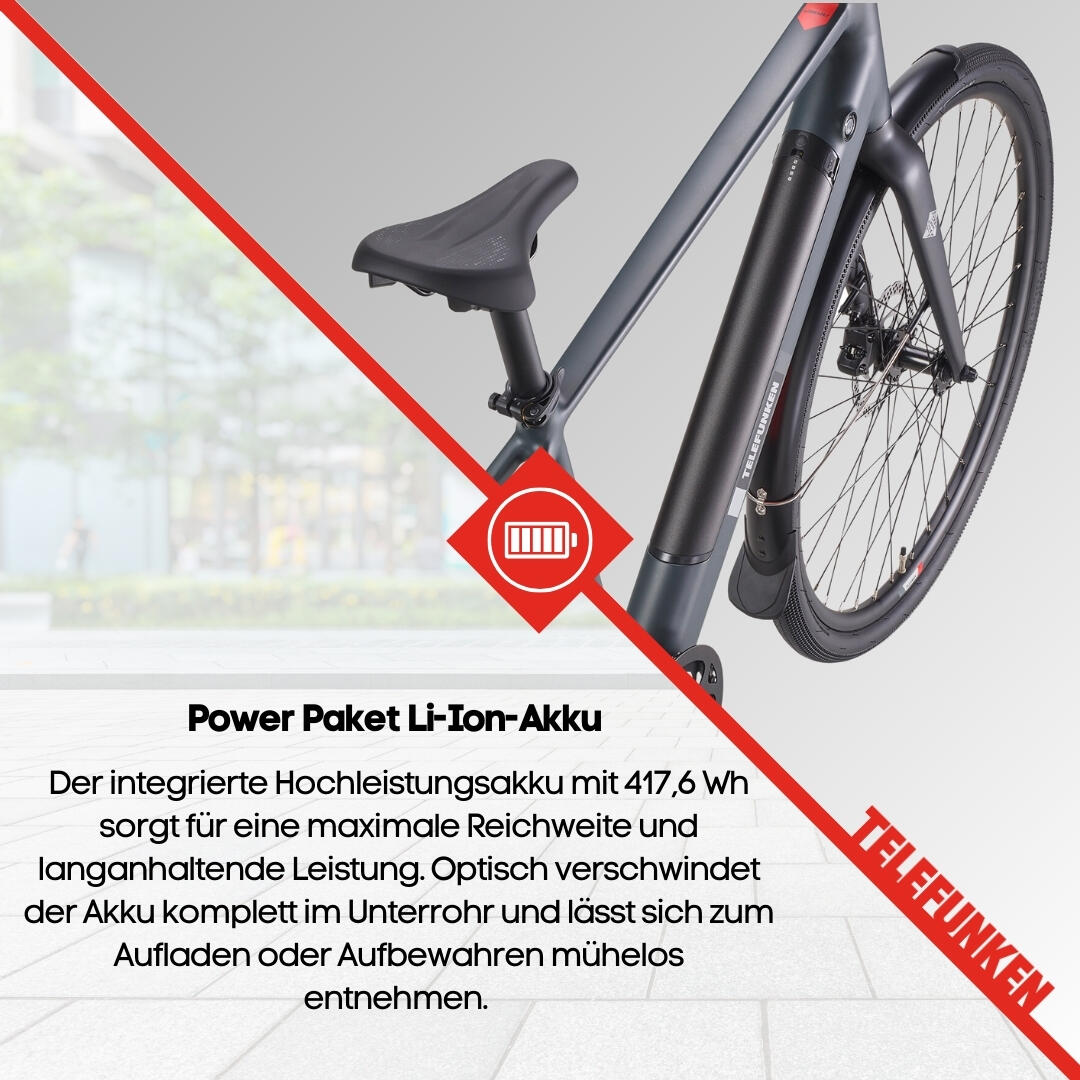 E-Bike UH210 28 Zoll 7-Gang Pedelec City Elektrofahrrad Herren leicht grau 6/7