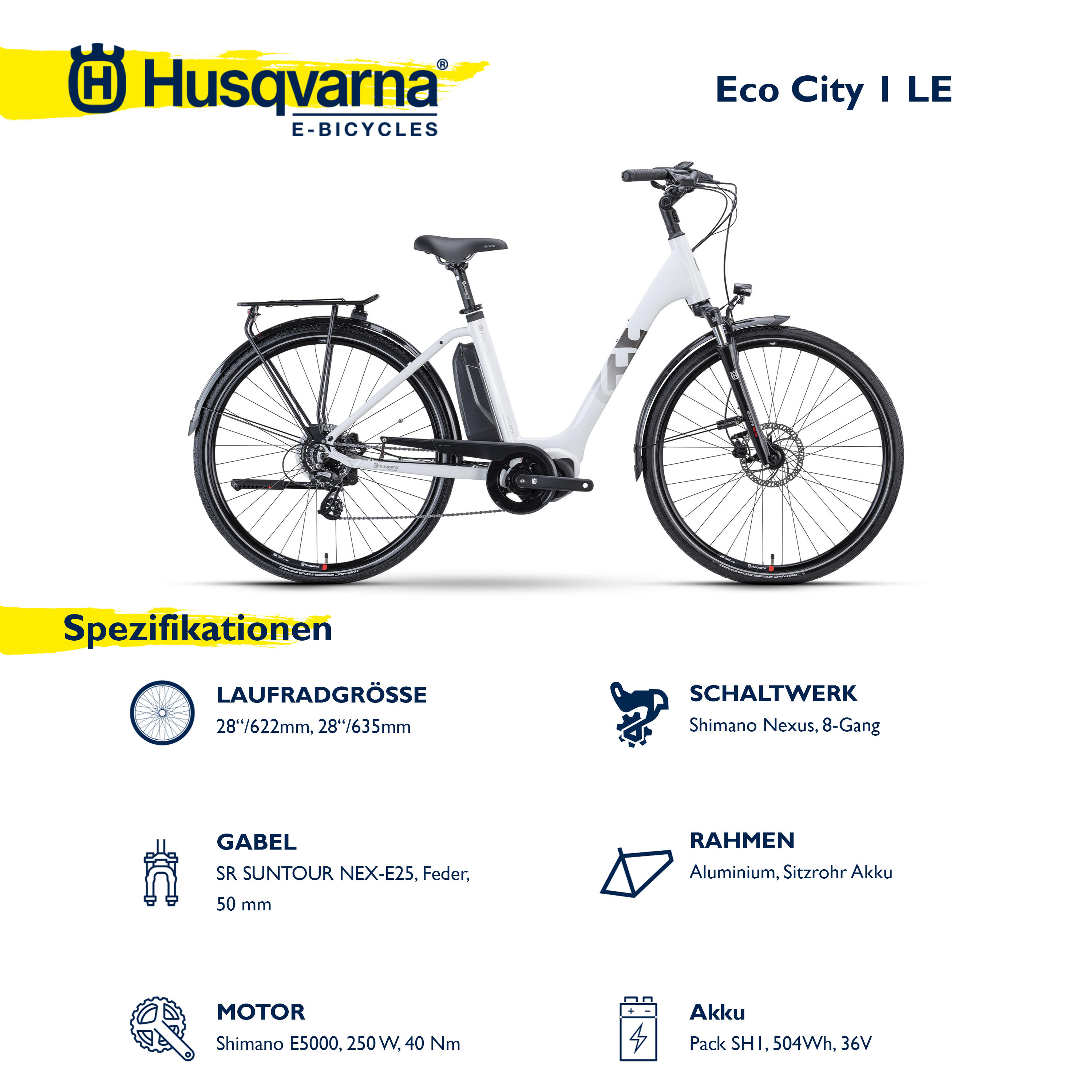 E-Bike Eco City 1 LE 28 Zoll 8-Gang Pedelec City Elektrofahrrad unisex weiß 4/7
