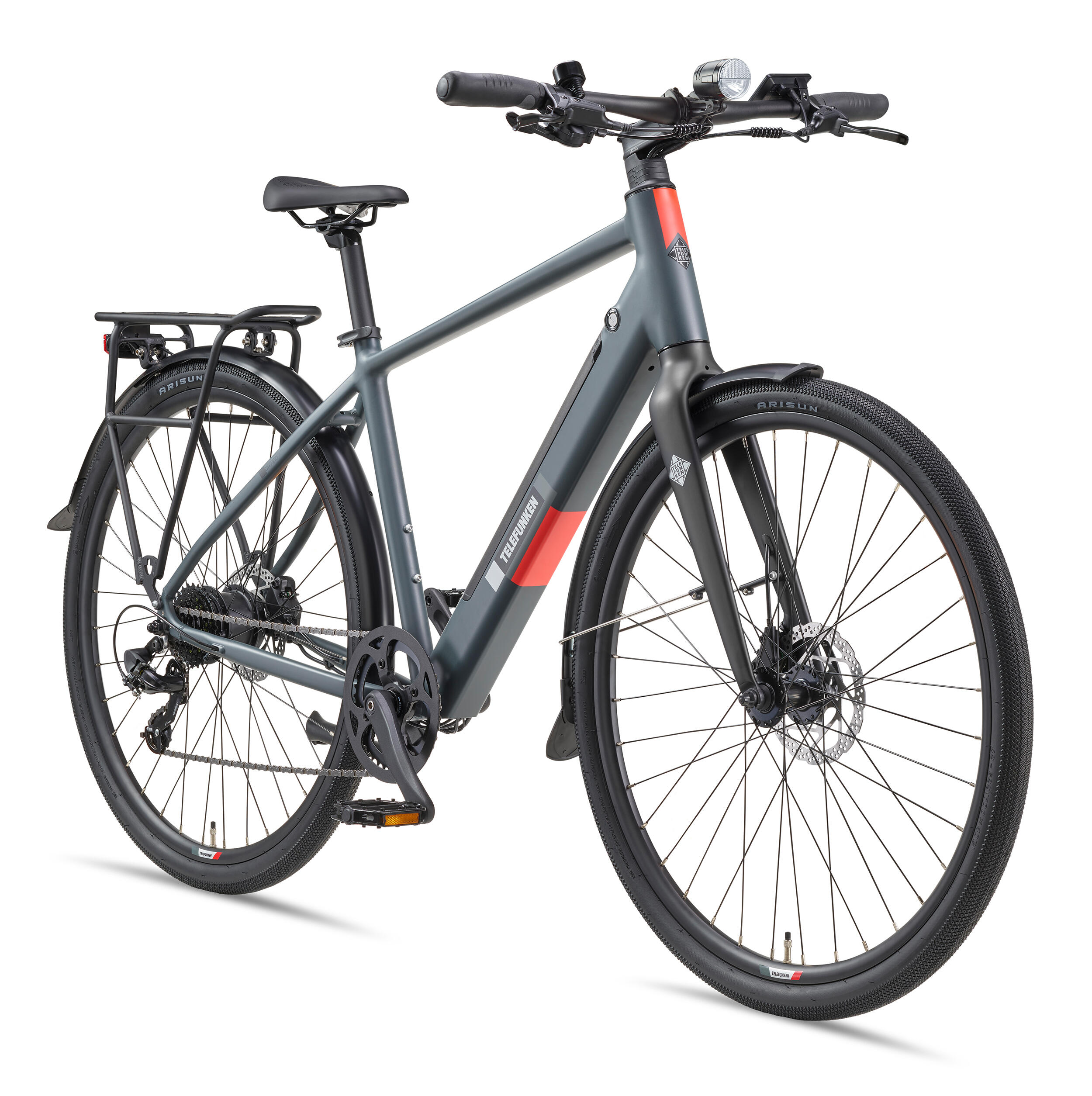 TELEFUNKEN E-Bike UH210 28 Zoll 7-Gang Pedelec City Elektrofahrrad Herren leicht grau
