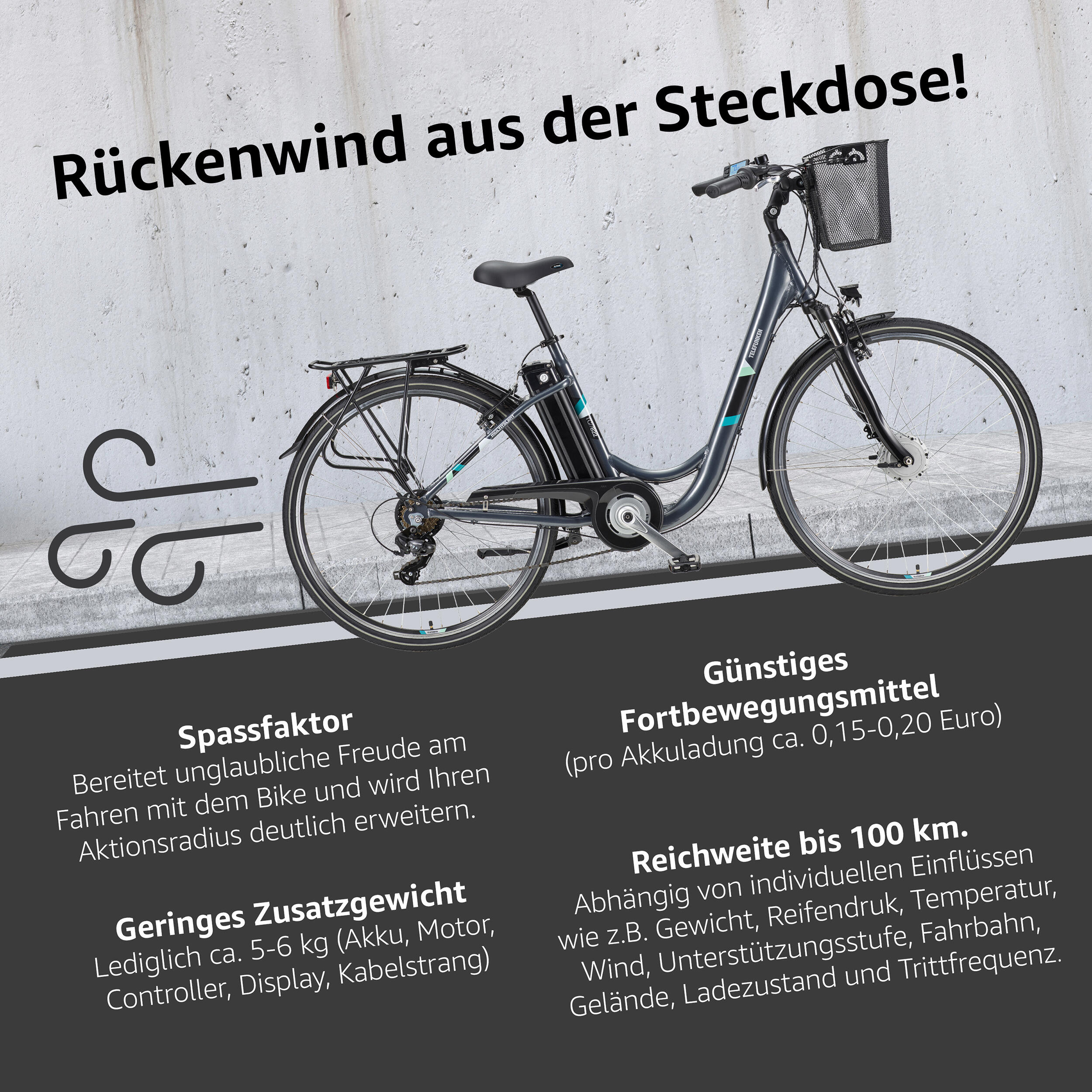 E-Bike RC822 28 Zoll 7-Gang Pedelec City Elektrofahrrad Herren Damen grau 6/7