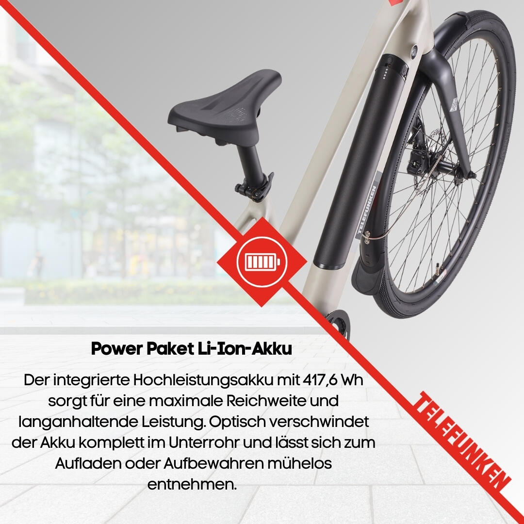 E-Bike UH210 28 Zoll 7-Gang Pedelec City Elektrofahrrad Damen leicht grau 6/7