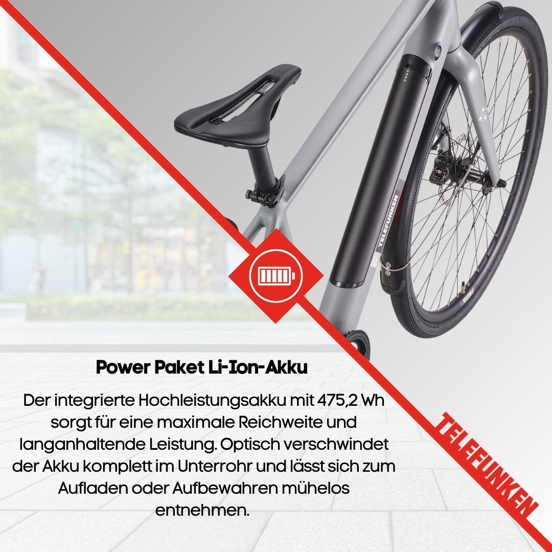 E-Bike UH200 28 Zoll 7-Gang Urban Pedelec City Elektrofahrrad leicht grau 6/7