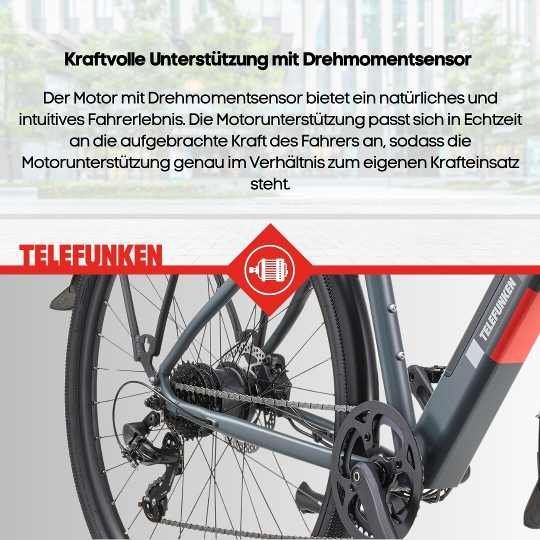 E-Bike UH210 28 Zoll 7-Gang Pedelec City Elektrofahrrad Herren leicht grau 7/7
