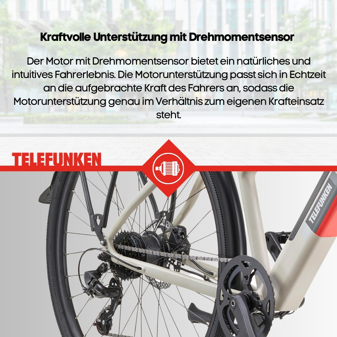 E-Bike UH210 28 Zoll 7-Gang Pedelec City Elektrofahrrad Damen leicht grau 7/7