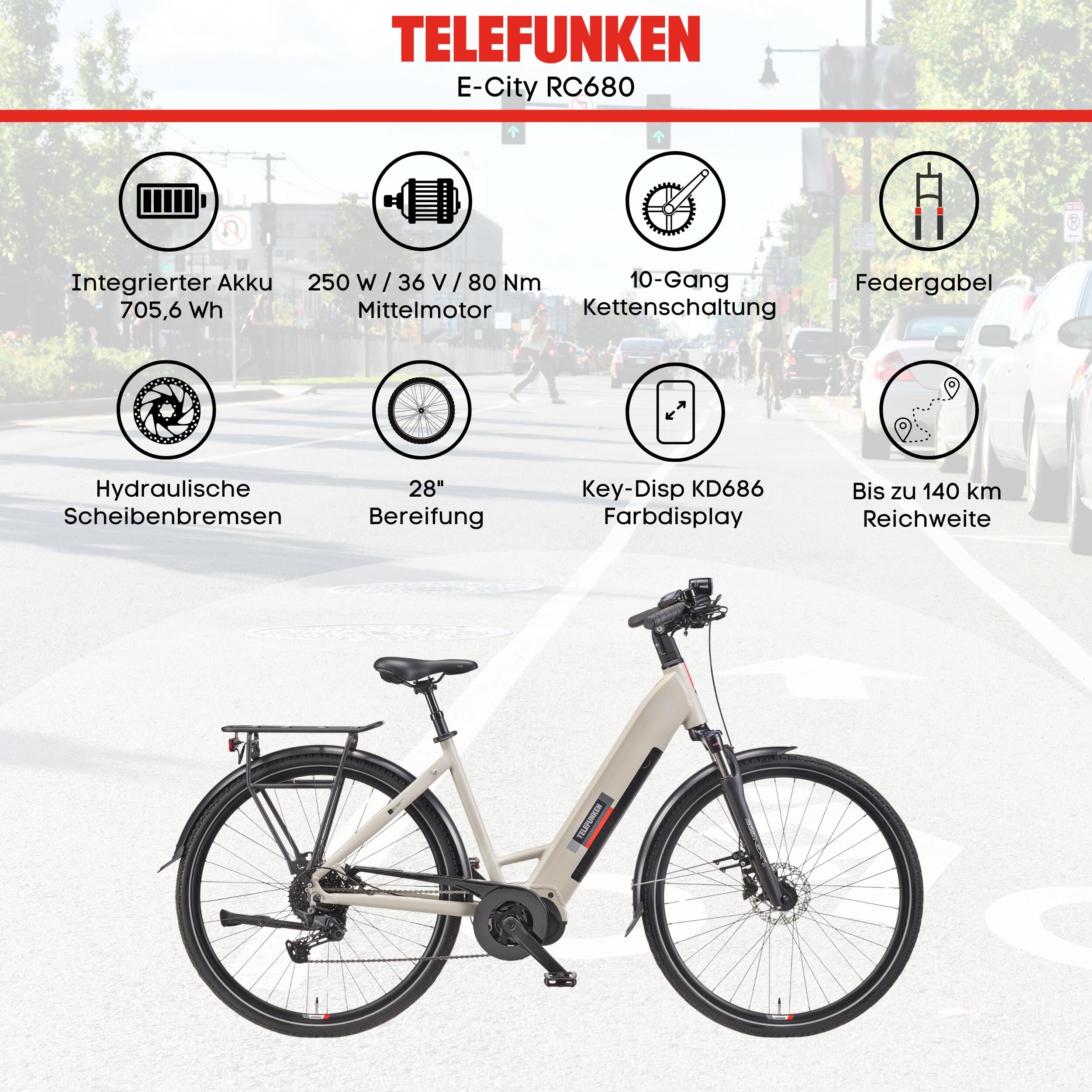 E-Bike RC680 28 Zoll 10-Gang Pedelec City Elektrofahrrad Mittelmotor 705,6 Wh 7/7
